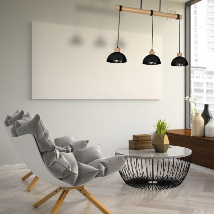 Kattokruunu johdossa ERIK 3xE27/60W/230V beige/musta