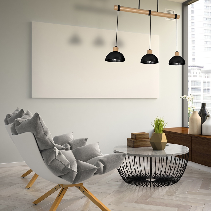 Kattokruunu johdossa ERIK 3xE27/60W/230V beige/musta