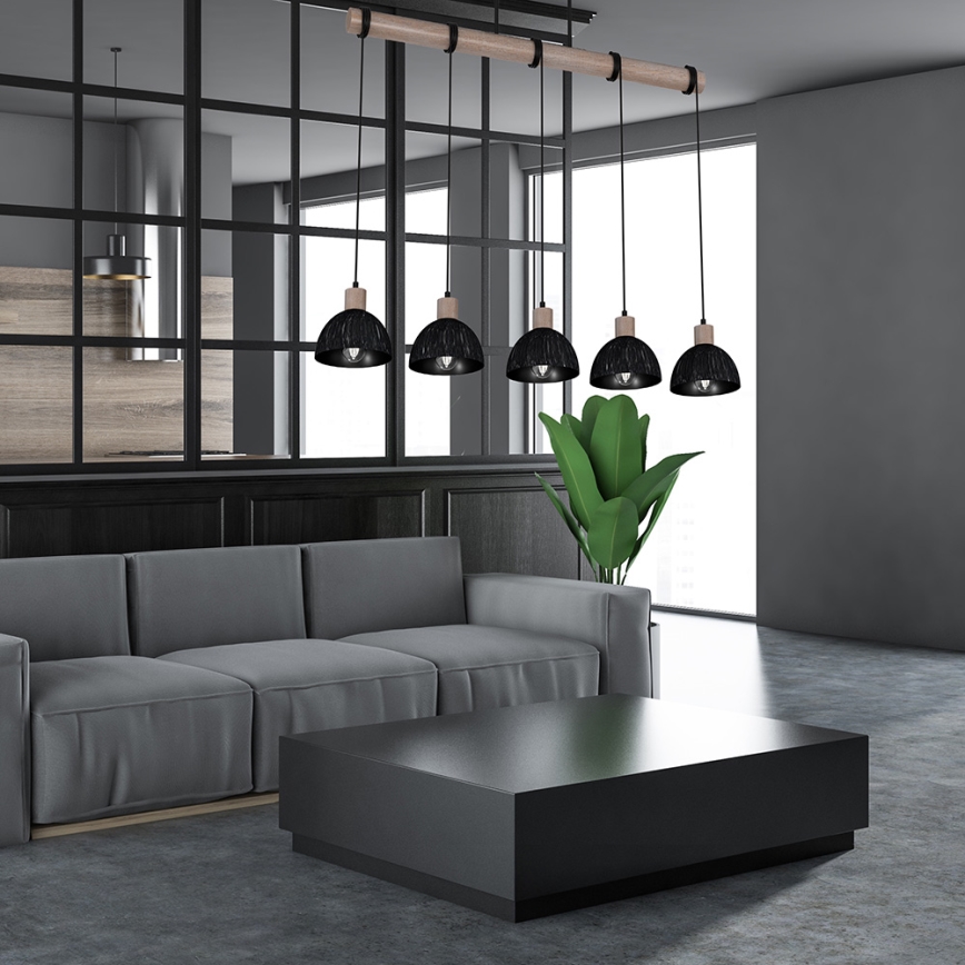 Kattokruunu johdossa ERIK 5xE27/60W/230V ruskea/musta