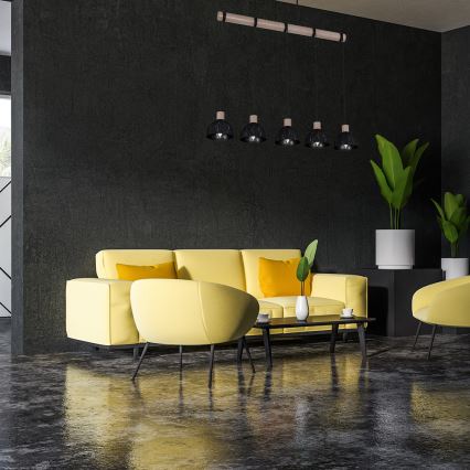 Kattokruunu johdossa ERIK 5xE27/60W/230V ruskea/musta