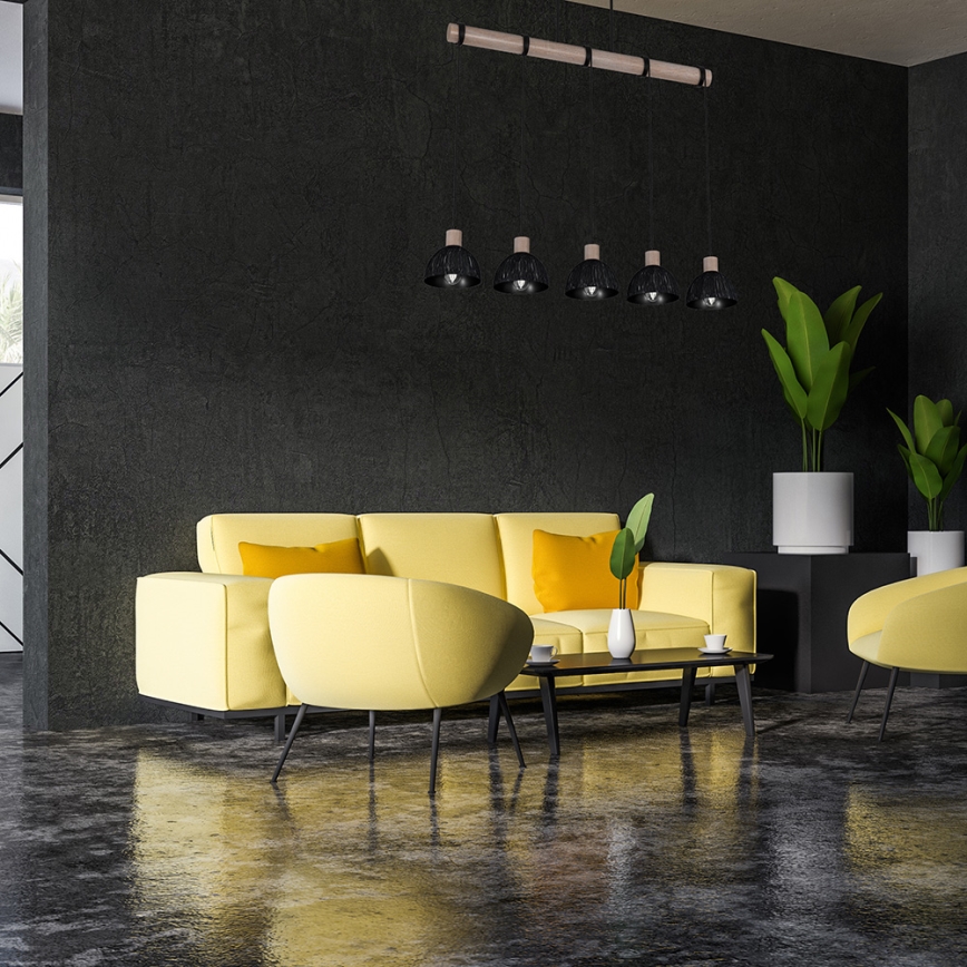 Kattokruunu johdossa ERIK 5xE27/60W/230V ruskea/musta