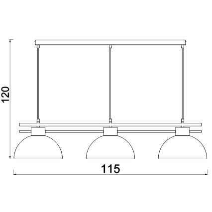 Kattokruunu johdossa ESTATE 3xE27/15W/230V sininen