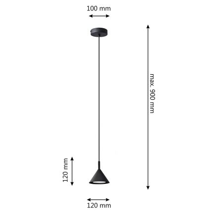 Kattokruunu johdossa ETNA 1xGX53/15W/230V musta