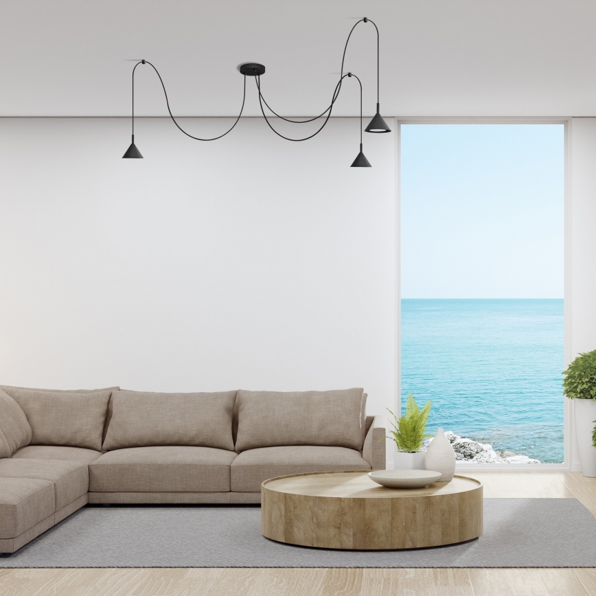 Kattokruunu johdossa ETNA 3xGX53/10W/230V hämähäkki musta