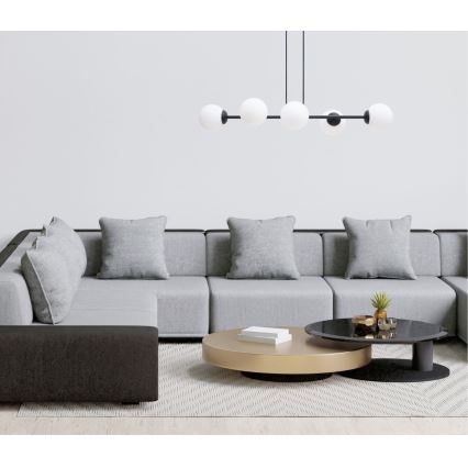 Kattokruunu johdossa FIRA 5xE27/60W/230V musta