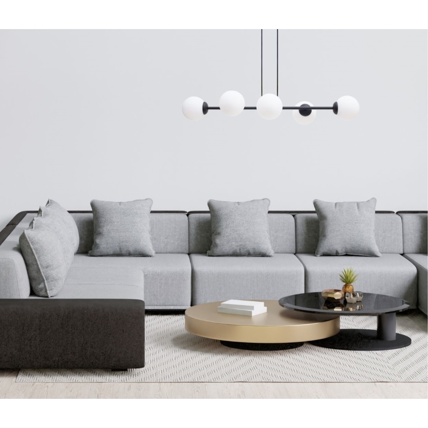 Kattokruunu johdossa FIRA 5xE27/60W/230V musta