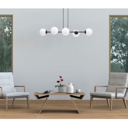 Kattokruunu johdossa FIRA 5xE27/60W/230V musta