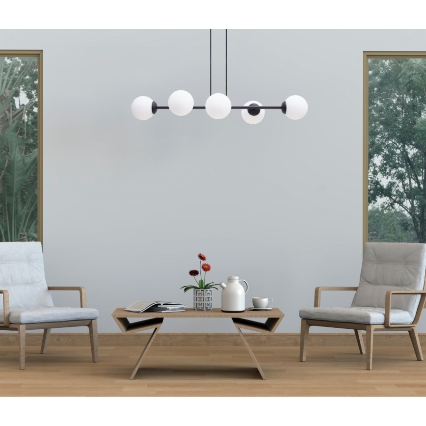 Kattokruunu johdossa FIRA 5xE27/60W/230V musta