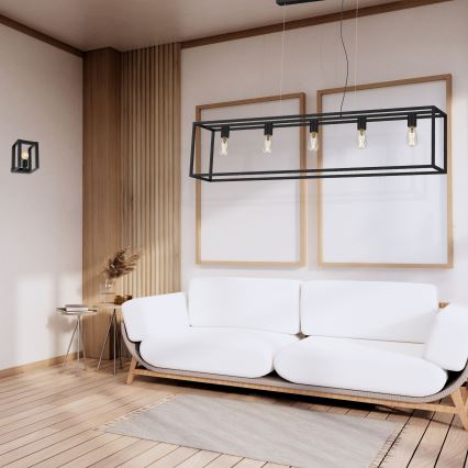 Kattokruunu johdossa FRAME 5xE27/60W/230V musta