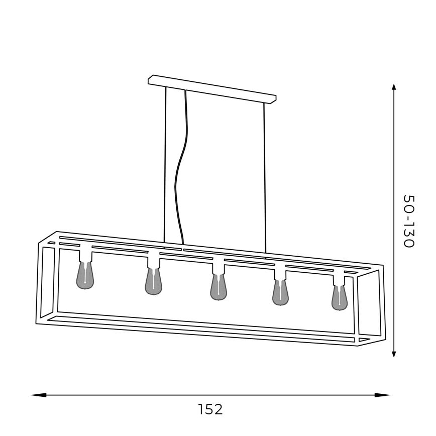 Kattokruunu johdossa FRAME 5xE27/60W/230V musta
