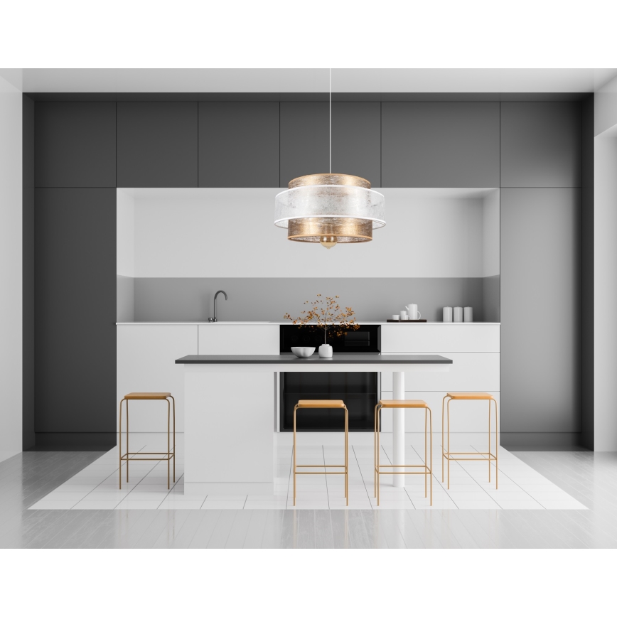 Kattokruunu johdossa GABI 1xE27/60W/230V kultainen/valkoinen halkaisija 40 cm