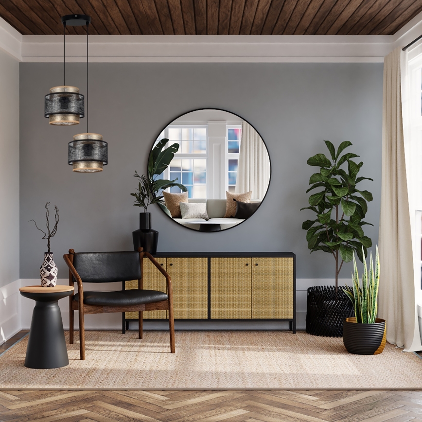 Kattokruunu johdossa GABI 2xE27/60W/230V kultainen/musta halkaisija 30 cm