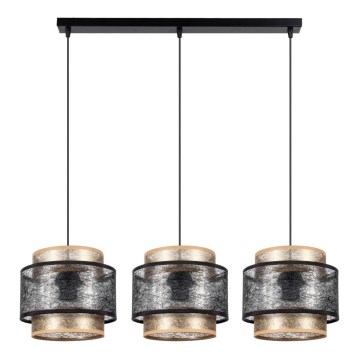 Kattokruunu johdossa GABI 3xE27/60W/230V kultainen/musta