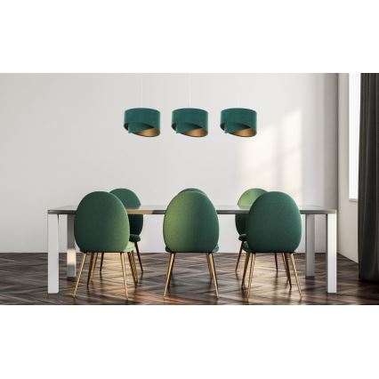 Kattokruunu johdossa GALAXY 3xE27/60W/230V vihreä/kulta