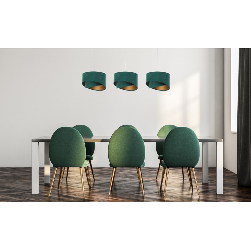 Kattokruunu johdossa GALAXY 3xE27/60W/230V vihreä/kulta