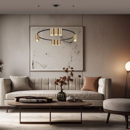 Kattokruunu johdossa GENESIS 10xGU10/8W/230V kulta