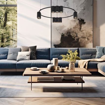 Kattokruunu johdossa GENESIS 10xGU10/8W/230V musta