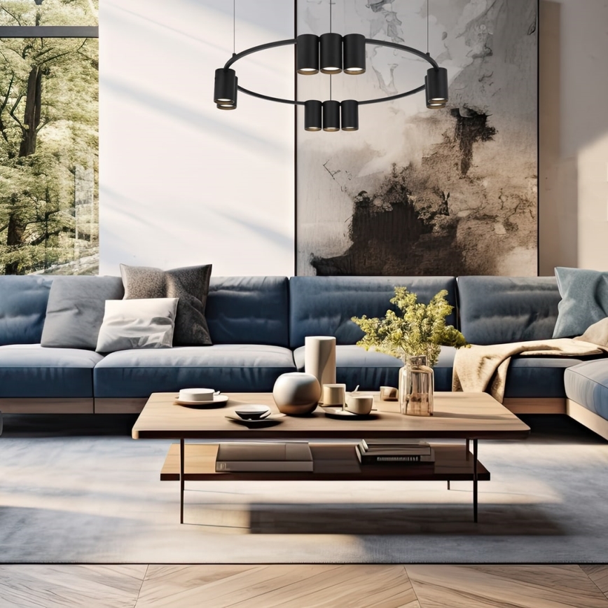 Kattokruunu johdossa GENESIS 10xGU10/8W/230V musta