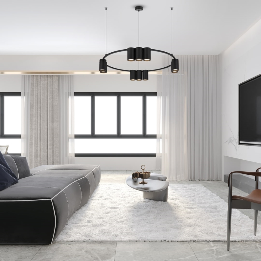 Kattokruunu johdossa GENESIS 10xGU10/8W/230V musta