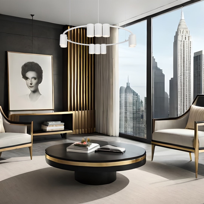 Kattokruunu johdossa GENESIS 10xGU10/8W/230V valkoinen