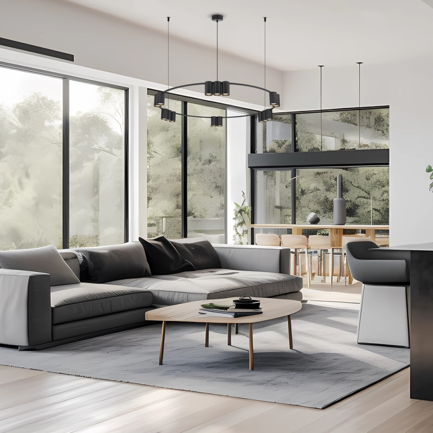 Kattokruunu johdossa GENESIS 15xGU10/8W/230V musta