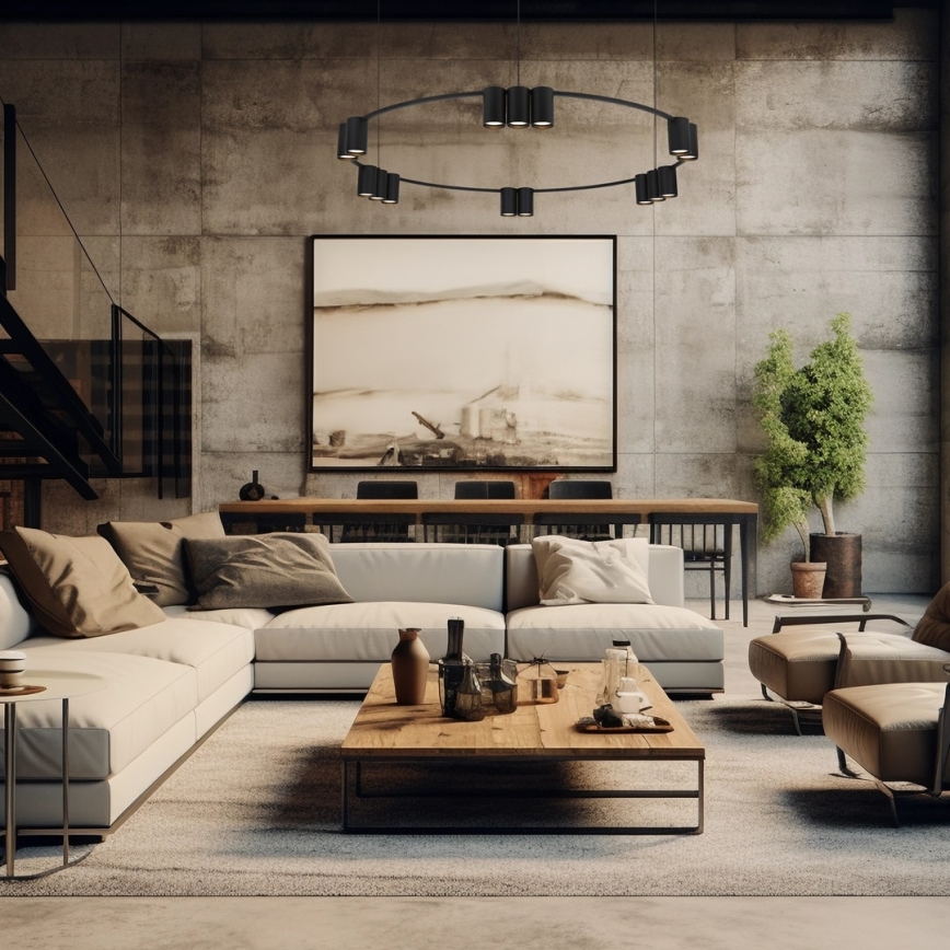 Kattokruunu johdossa GENESIS 15xGU10/8W/230V musta