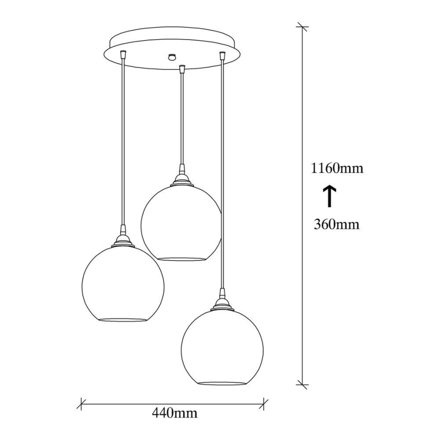 Kattokruunu johdossa GOLD 3xE27/40W/230V