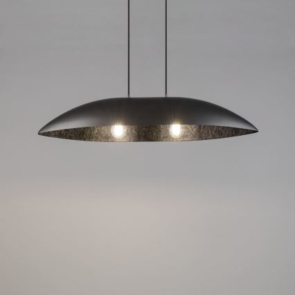Kattokruunu johdossa GONDOLA 2xE27/60W/230V hopea/musta