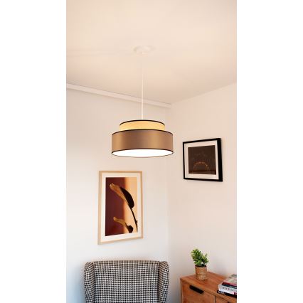 Kattokruunu johdossa GRACE 1xE27/60W/230V halkaisija 40 cm beige/ruskea