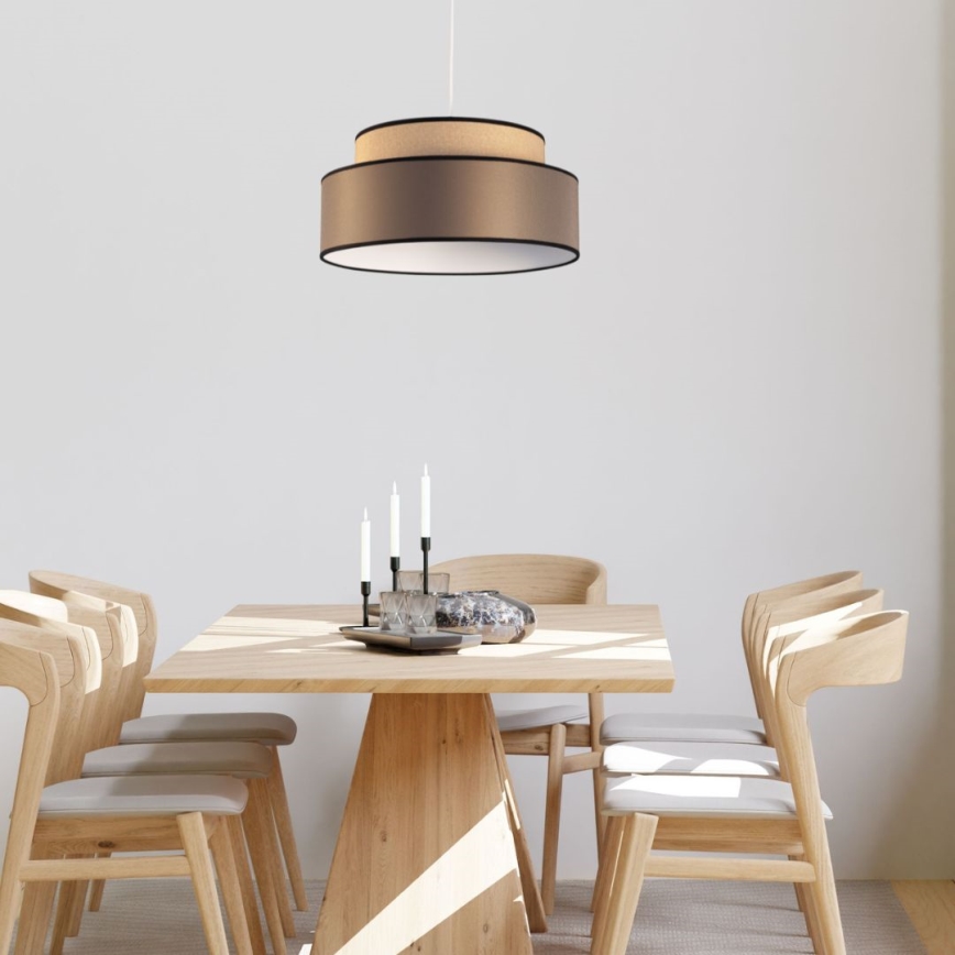 Kattokruunu johdossa GRACE 1xE27/60W/230V halkaisija 40 cm beige/ruskea