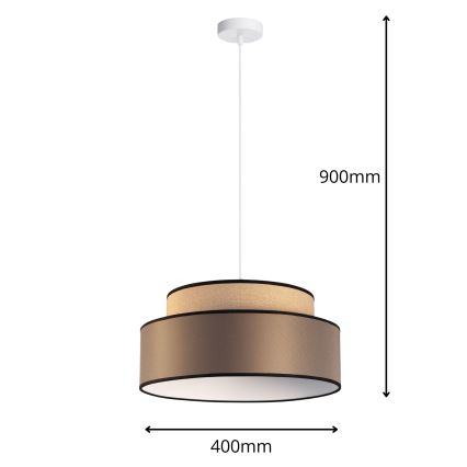 Kattokruunu johdossa GRACE 1xE27/60W/230V halkaisija 40 cm beige/ruskea