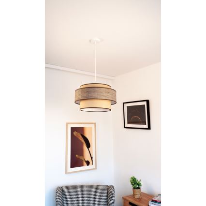 Kattokruunu johdossa GRACE 1xE27/60W/230V halkaisija 40 cm beige/ruskea