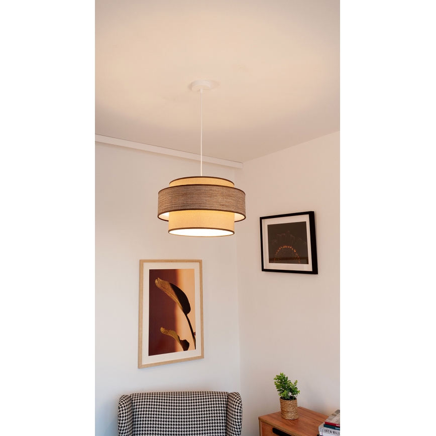 Kattokruunu johdossa GRACE 1xE27/60W/230V halkaisija 40 cm beige/ruskea
