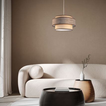 Kattokruunu johdossa GRACE 1xE27/60W/230V halkaisija 40 cm beige/ruskea