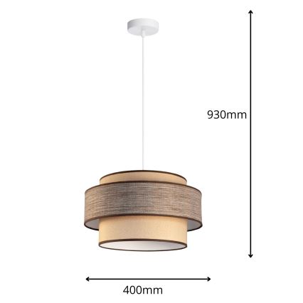Kattokruunu johdossa GRACE 1xE27/60W/230V halkaisija 40 cm beige/ruskea