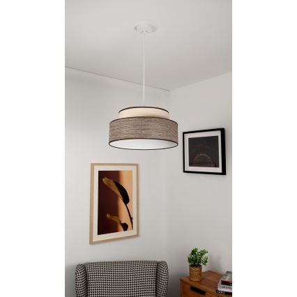 Kattokruunu johdossa GRACE 1xE27/60W/230V halkaisija 40 cm kerma/ruskea