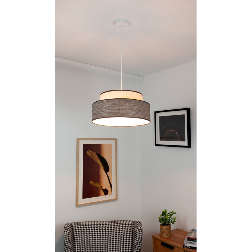 Kattokruunu johdossa GRACE 1xE27/60W/230V halkaisija 40 cm kerma/ruskea