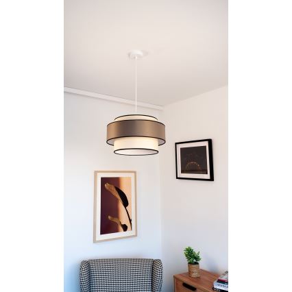 Kattokruunu johdossa GRACE 1xE27/60W/230V halkaisija 40 cm kerma/ruskea