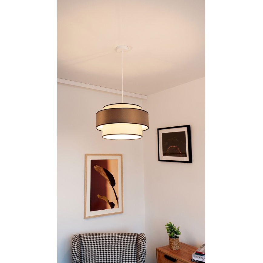 Kattokruunu johdossa GRACE 1xE27/60W/230V halkaisija 40 cm kerma/ruskea