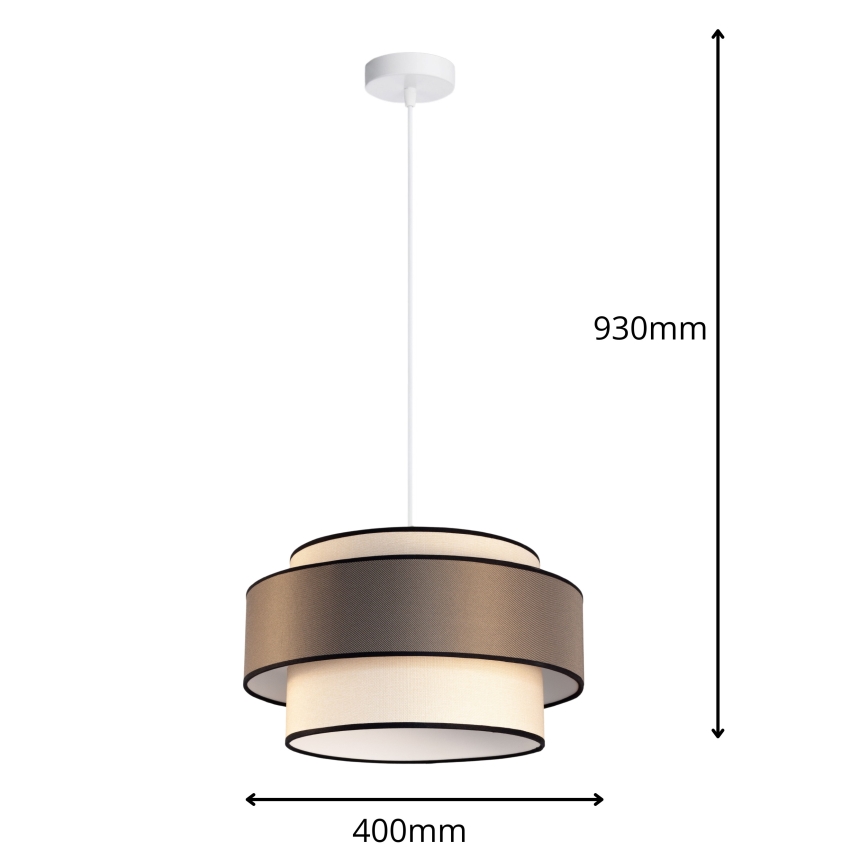 Kattokruunu johdossa GRACE 1xE27/60W/230V halkaisija 40 cm kerma/ruskea