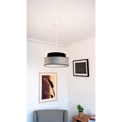 Kattokruunu johdossa GRACE 1xE27/60W/230V halkaisija 40 cm musta/harmaa