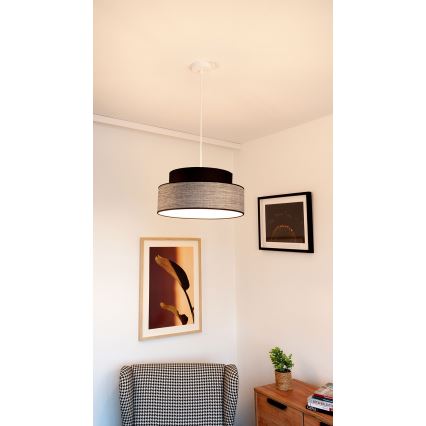 Kattokruunu johdossa GRACE 1xE27/60W/230V halkaisija 40 cm musta/harmaa