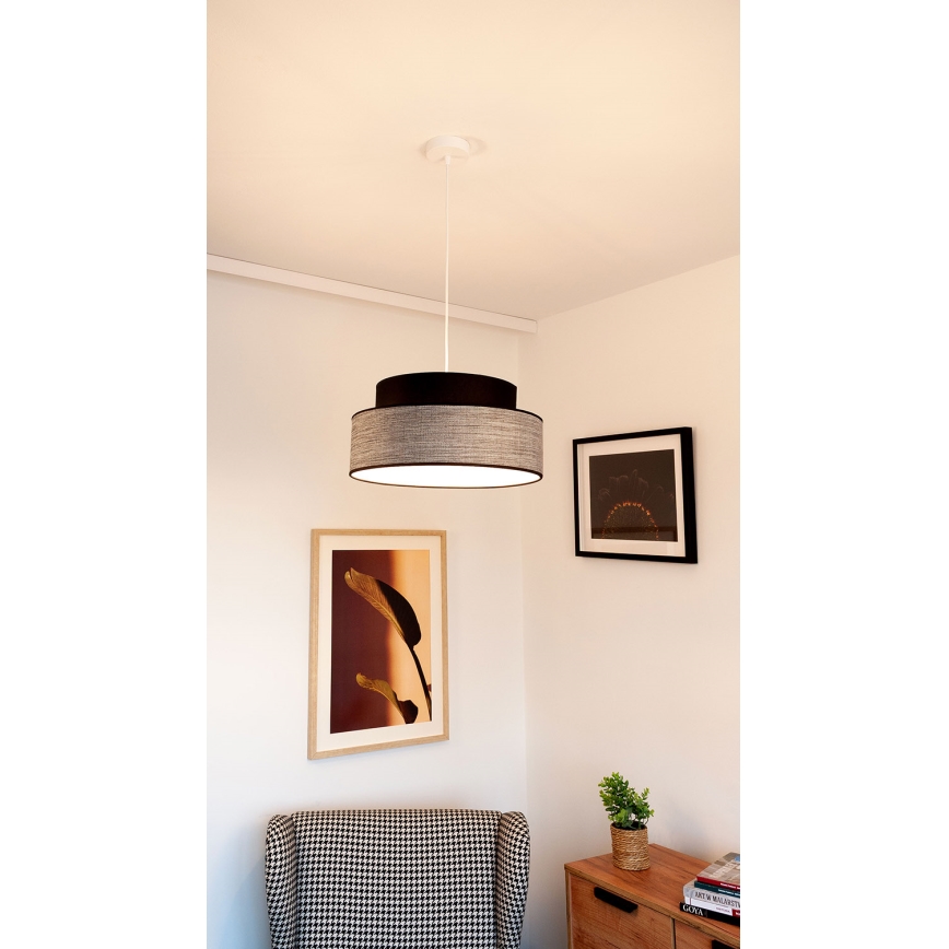 Kattokruunu johdossa GRACE 1xE27/60W/230V halkaisija 40 cm musta/harmaa