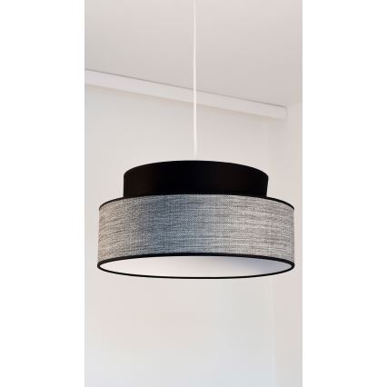 Kattokruunu johdossa GRACE 1xE27/60W/230V halkaisija 40 cm musta/harmaa