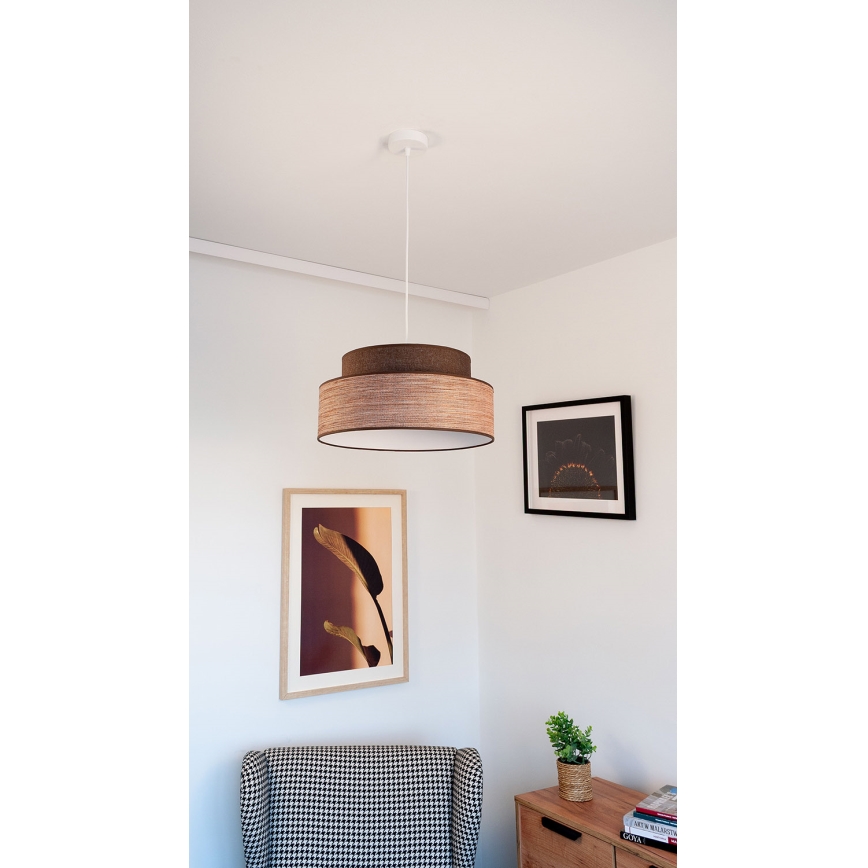 Kattokruunu johdossa GRACE 1xE27/60W/230V halkaisija 40 cm ruskea/beige