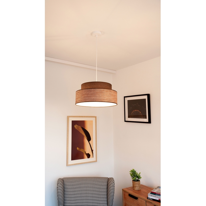 Kattokruunu johdossa GRACE 1xE27/60W/230V halkaisija 40 cm ruskea/beige
