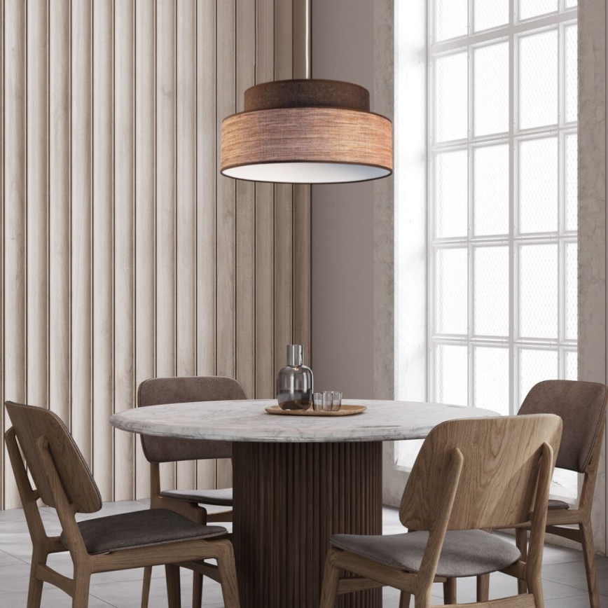 Kattokruunu johdossa GRACE 1xE27/60W/230V halkaisija 40 cm ruskea/beige