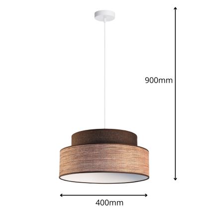 Kattokruunu johdossa GRACE 1xE27/60W/230V halkaisija 40 cm ruskea/beige