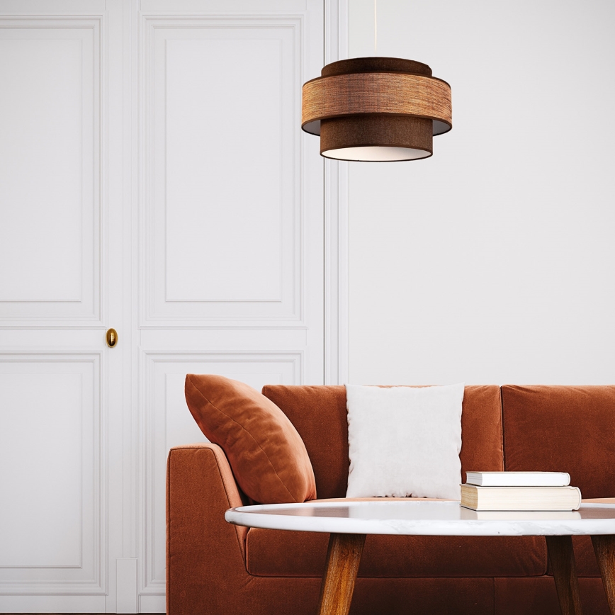 Kattokruunu johdossa GRACE 1xE27/60W/230V halkaisija 40 cm ruskea/beige