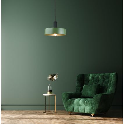 Kattokruunu johdossa HAKI 1xE27/60W/230V vihreä/musta